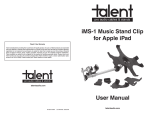 iMS-1 Music Stand Clip for Apple iPad User Manual