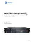 994-0089 D400 Substation Gateway Hardware User`s Manual