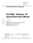 PCI-16SDI Windows NT Device Driver User`s Manual