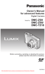 Panasonic Lumix DMC-TZ18 User Guide Manual pdf