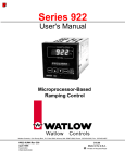 Watlow Series 922 - Whaley Food Service