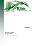 ANALOX 9000 – Nitrogen Analyser User Manual
