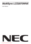 NEC MultiSync LCD2070WNX User Guide Manual