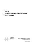 OP8/16 Optoisolated Digital Input Board User`s Manual