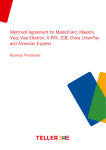 Merchant Agreement for MasterCard, Maestro, Visa, Visa