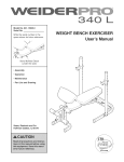 WEIGHT BENCH EXERCISER User`s Manual