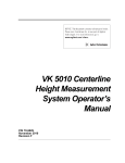 VK 5010 Centerline Height Measurement System Operator`s Manual