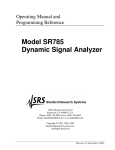 SR785 User`s Manual - Stanford Research Systems