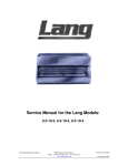 Service Manual for the Lang Models