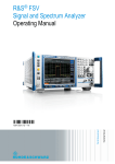 R&S FSV Signal and Spectrum Analyzer Operating Manual