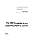 VK 200 Tablet Hardness Tester Operator`s Manual
