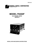 Installation Instructions for Model PA500F