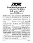 Installation Instructions 1980-1992 Ford AOD Shift Improver Kit