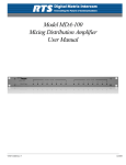 Model MDA-100 Mixing Distribution Amplifier User Manual