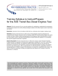 Training Syllabus to Instruct/Prepare for the ASE Transit Bus Diesel