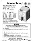 MasterTemp Heater Installtion and User`s Guide