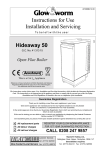 Glow worm Hideaway 50 - Direct Heating Spares