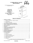 VT SERIES VERTICAL TOASTER SERVICE MANUAL TABLE OF