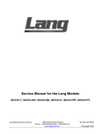 Service Manual for the Lang Models: