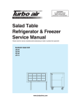 Salad Table Refrigerator & Freezer Service Manual