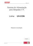 Sistema de Alimenta&ccedil;&atilde;o para l&acirc;mpadas UV. Linha: UV-CON