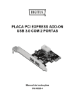 PLACA PCI EXPRESS ADD-ON USB 3.0 COM 2 PORTAS