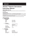 Zimmer Electric Dermatome Instruction Manual 06001810579