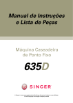 Singer 635D Caseadeira | Manual de Instruções e Lista de Peças