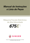 Singer 675E Travete Eletr&ocirc;nica | Manual de Instru&ccedil;&otilde;es e Lista de