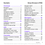 Sumário Sony Ericsson Z780i