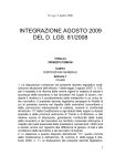 integrazione agosto 2009 del d. lgs. 81/2008