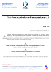 Trasformatori trifase di separazione cl.I Serie TTP - K