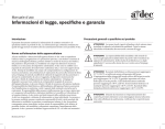 Informazioni di legge, specifiche e garanzia - Manuale d`uso - A-dec