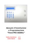 Manuale Installatore PowerPRO 868Mhz