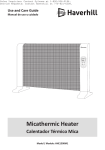 Haverhill HHE1500M1 Micathermic Space Heater Owner`s