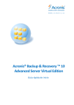 Acronis® Backup & Recovery ™ 10 Advanced Server Virtual Edition