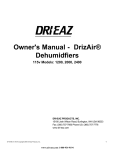 Dri-Eaz DrizAir 1200 Dehumidifier Owner`s Manual | Sylvane
