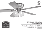 52” Novella Ceiling Fan Owners Manual Ventilador de