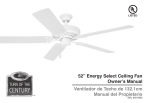 52” Energy Select Ceiling Fan Owner`s Manual Ventilador