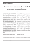 Prevalencia de seropositividad para VIH, hepatitis B y C en