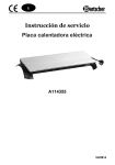 Instrucci&oacute;n de servicio Placa calentadora el&eacute;ctrica