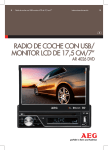 RADIO DE COCHE CON USB/ MONITOR LCD DE 17,5 CM/7”