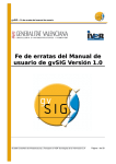 Fe de erratas del Manual de usuario de gvSIG Versión 1.0