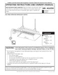 OPERATING INSTRUCTIONS AND OWNER`S MANUAL MR. HEATER