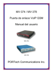 MV-374 / MV-378 Puerta de enlace VoIP GSM Manual del usuario