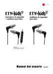ETY•Kids Series Safe-Listening Headset + Earphones for Kids User