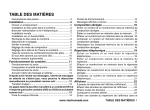 TABLE DES MATIÈRES