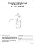 hot water dispenser installation instructions and use and care guide