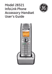 Model 28321 InfoLink Phone Accessory Handset User`s Guide