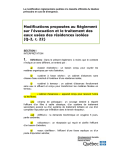 Modifications proposées au Règlement sur l`évacuation et le